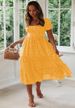 In Tock: New European American Tyle, Popular On AliExpre, Wih, And Amazon, Quare-neck Puff-leeve Floral Long_ecoleips.com