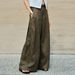 Women's 100% Linen Wide Leg Pants High Waisted Trousers With Flowy Drape, Relaxed Fit Straight Leg For Women, Casual Boho Palazzo Pants_ecoleips.com