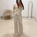 Women's Suit Jacket And Trousers Set Elegant Collar Irregular Waist Hollowed Out Design_ecoleips.com