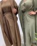 Verve Women's Clothing Hijab Turkish Cardigan Robe Solid Color Three-Piece Set Muslim Abaya_ecoleips.com