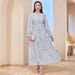 2023 Autumn European And American Cross-Border Floral Print Casual Outdoor Round Neck Long Sleeve Elegant Dress_ecoleips.com
