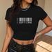 Women's Slim Fit Cropped T-Shirt Short Sleeved Top European American Style Barcode Print Hot Girl Trendy Casual Summer_ecoleips.com