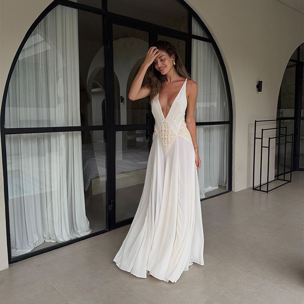 Fashion Elegant Sexy Pure Desire Style Apricot Casual Spaghetti Strap Backless Long Maxi Dress For Women Daily Wear Party Dating_ecoleips.com
