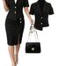 Sophisticated Office-To-Evening Blazer And Slit Skirt Set, 3/4 Sleeve Womens Suit For Spring Summer Commute_ecoleips.com