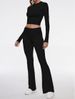 Women's Clothing New Round Neck, Short Style Tight Low Waist Bell Bottom Pants Suit_ecoleips.com