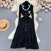 French Robe for Women Polo Collar Embroidered Long Skirt Slim Knitted Dress Elegant Temperament Cross Border Foreign Trade_ecoleips.com