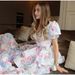 Sweet V Neck Short Puffed Sleeve Printed Mini Dress New 2024 Women Fashion Casual Ladies Summer Short Dress_ecoleips.com