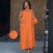 2026 European American Cross-border Women's Dress, Sleeveless, Solid Color, Loose Fit, U-neck, Casual And Elegant_ecoleips.com