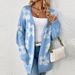 Women's Long Sleeve V-Neck Knit Cardigan - Oversized Floral Print Sweater Coat For Autumn & Winter_ecoleips.com