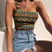 Aria Basics Aria Basics 2021 New European And American Style Foreign Trade Bohemian 3D Digital Print Off-Shoulder Tank Top T-Shirt_ecoleips.com