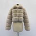 Women's Winter Faux Fox Fur Coat - Round Neck Spliced Artificial Fur Jacket, Fashionable & Warm Outerwear For Cold Weather_ecoleips.com