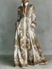 Elegant Retro Casual Long Sleeved Printed Dress Slim Fitting Women's Vacation Clothing_ecoleips.com