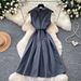 Salt Style Women's Sleeveless Collared Dress Slimming Waist Cinching Pleated Skirt Elegant Fitted Summer Outfit for Commuting_ecoleips.com