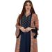 Modest Abaya Dress Stylish Muslim Ethnic Print Abaya With Contrast Color & Rhinestone Embellishments – Trendy Long Dress For Women, Perfect For Eid_ecoleips.com