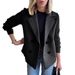 Women's Clothing Blazer Style Casual Wool Blend Coat - Slim Fit Double Breasted Jacket With Notch Lapel, Long Sleeve Office Wear (Khaki, Dark Brown)_ecoleips.com