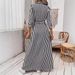 Women's Long Sleeve Stripe Shirt Dress, Lapel Collar Button Down Tunic Dress For Fall Casual Office Wear_ecoleips.com