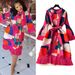 Women's French Retro Pleated Print Dress High End Loose Slim Casual Mid Length Skirt With Tie Waist For Summer_ecoleips.com