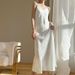 New Acetic Acid Satin Suspender Dress Women Wearing V-Neck Silk Print For A Slimming And Sexy Long Skirt_ecoleips.com