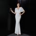 Women's clothing thread tassel beads fishtail banquet elegant temperament annual meeting host car model evening dress women autumn_ecoleips.com