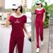 Casual Sports Suit For Women Summer 2025 New Loose Fashionable Youthful Wide-Leg Pants Two-Piece Set_ecoleips.com