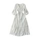 Women's Spring/Summer V-Neck Slimming Tea Break Dress Casual England Style Embroidered Long Dress For Vacation_ecoleips.com