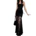 Women's Sexy Off Shoulder Lace Panel Strapless Backless Black Maxi Dress – Boho Beach Resort Gown_ecoleips.com
