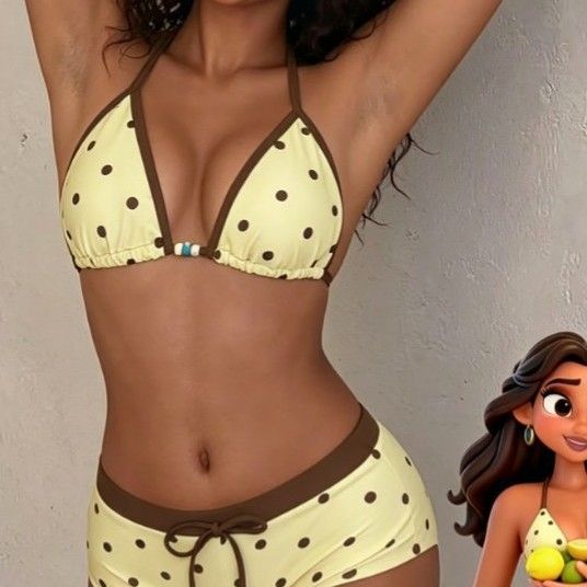 Polka Dot Bikini Pure Color Blocking Alluring Two Piece Swimsuit For Women Sweet And Spicy Design For Island Vacation_ecoleips.com