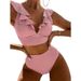 2026 New European And American Ruffle Two-Piece Swimsuit For Women Beach Bikini Hot Spring Swimwear_ecoleips.com