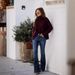 Women's Clothing Denim Dark Blue Mid Waist Flared Pants_ecoleips.com