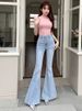 K New Arrivals 3D Bow Denim Pants For Women High-Waisted Versatile Slimming Flared Leggings_ecoleips.com