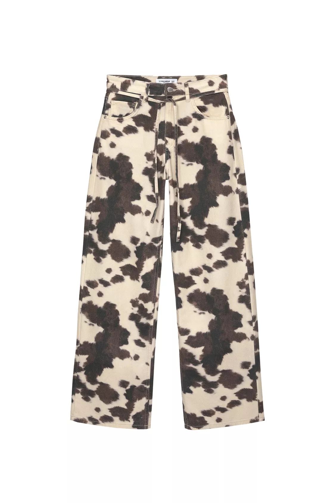 Women's Clothing Retro Cow Pattern Washed Jeans Old Vintage Loose Straight Pants_ecoleips.com