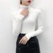 girl Turtleneck Sweater Base Layer Women Slim Fit Thick Knitwear 2024 Autumn Winter New Solid Color Pullover Inner Wear_ecoleips.com