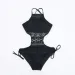 New 2024 Women Swimsuit One Pieces Swimwear Female Sexy Hollow Monokini Lace Halter Bathing Suit Pad Beachwear Solid Bodysuit_ecoleips.com