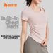 Juyitang Women's Slim Fit One Piece Yoga Suit Sports Fitness Top With Chest Pad Short Sleeve Summer Wrinkle-Resistant Cup_ecoleips.com
