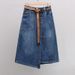 Women's Clothing Summer irregular A line slim skirt spring and summer high end elastic waist versatile denim skirt women's mid length skirt_ecoleips.com