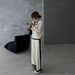 2025 Autumn Winter Cross-Border European American Style Turn-Down Collar Casual Lazy Top Color Block Sleeve Long Pants_ecoleips.com