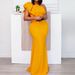 C8427 Cross-Border Women's High-Waisted Asymmetrical Shoulder Slimming Elegant Commuter Solid Color Long European And_ecoleips.com
