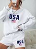 Women's Clothing Round Neck Sweatshirt Long Sleeved Shorts Loose Casual Suit Sweatshirt Letters Heart Print Shorts Suit_ecoleips.com