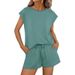 Women's Spring Summer Crew Neck Loose Short Sleeve Two Piece Set Fashionable Casual Outfit_ecoleips.com