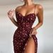2026 New Spring Women's Clothing, Cross-Border European And American Dresses, Sexy Printed Long Slit Strap Dress_ecoleips.com