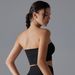 K New Solid Color Chest Wrapped Yoga Suit Top With Pleats, Strapless, Breathable, Slim Fit, Anti Slip, Running Sports Bra, Fitness Suit_ecoleips.com