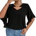 2025 Summer New Loose-Fit Korean Style Solid Color Short-Sleeve V-Neck T-Shirt For Women, Loose And Comfortable_ecoleips.com