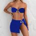 Women's Clothing 3 Piece Metallic Accessory Bikini Set Strapless Nylon Swimsuit For Summer Sexy Style Vacation Clothing Fits True To Size_ecoleips.com