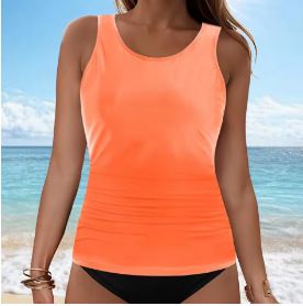 Women's Clothing Solid Color Split Swimsuit Solid Color Sexy Bikini Beach Hot Spring Swimsuit Single Top_ecoleips.com