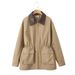 Women's Clothing Spring Lapel Loose Waist Workwear Windbreaker Jacket Women's Mid Length Functional Wind Top Jacket_ecoleips.com
