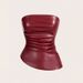Fashion Women Solid Color Strapless Wrap Leather Dress Sexy Versatile Casual Party Evening Leather Dress For Women_ecoleips.com