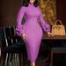 C8638 European And American Cross-border Half-high Collar Slim-fit Elegant OL Long-sleeve Dress With Three-dimensional_ecoleips.com