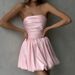Women's Strapless Mini Dress - A-Line Backless Tube Dress With Smocked Detail & Off-Shoulder Neckline (Sexy & Trendy)_ecoleips.com