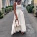 White Camisole Summer Long Dress Casual Off Shoulder Pocket Slim Fit Dress Elegant Tassel Patchwork High Waisted Party Dresses_ecoleips.com