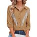 Elegant Fringe Detail Long Sleeve Shirt For Women – Stylish Solid Color Office & Casual Blouse With Classic Collar_ecoleips.com